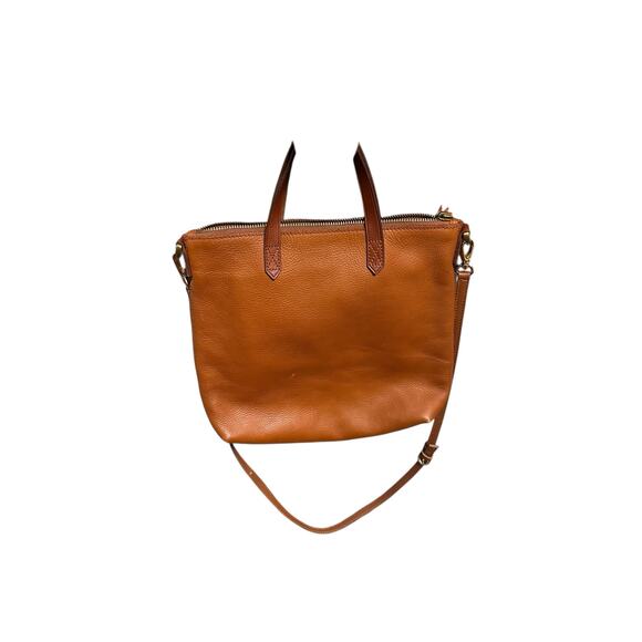 Madewell Brown Leather Double Handles Zipper Closure Satchel Shoulder Bag - Picture 4 of 9